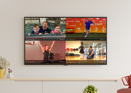Image of tv with different Y360 courses available