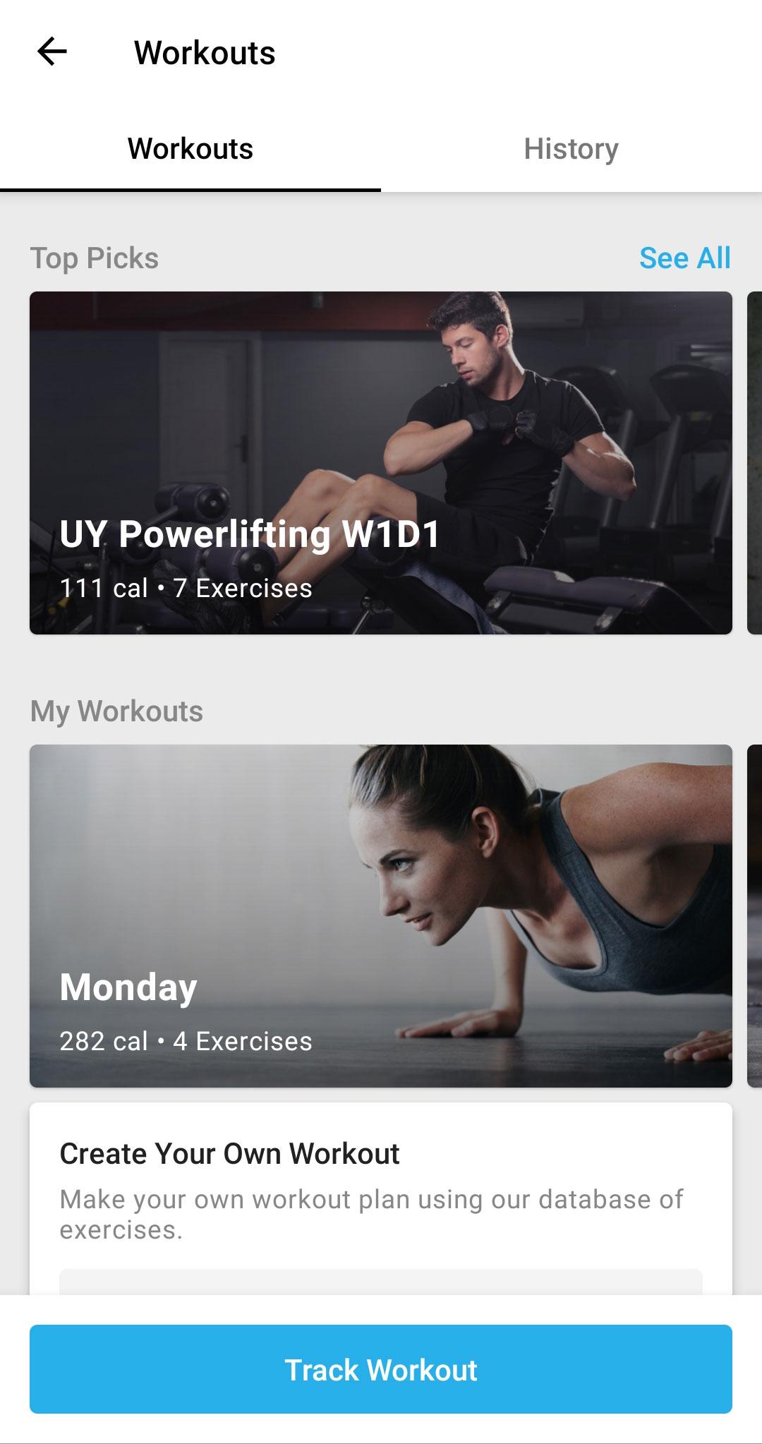 Create Your Workout Template Y Mobile App