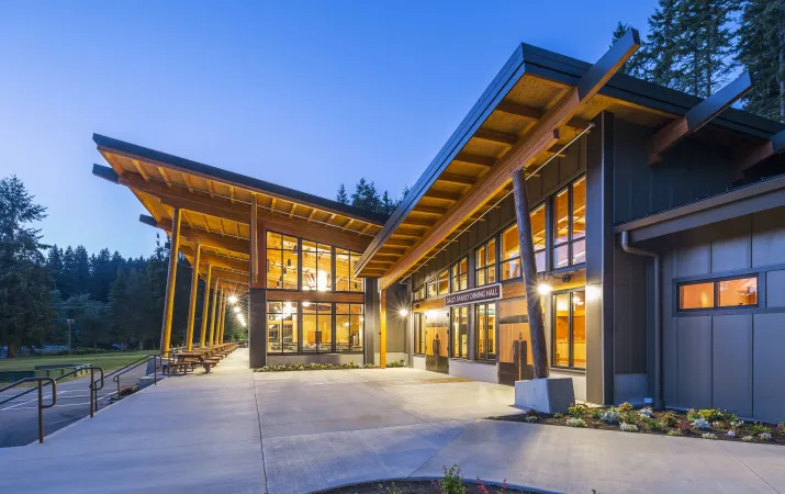 A building with a large front porch