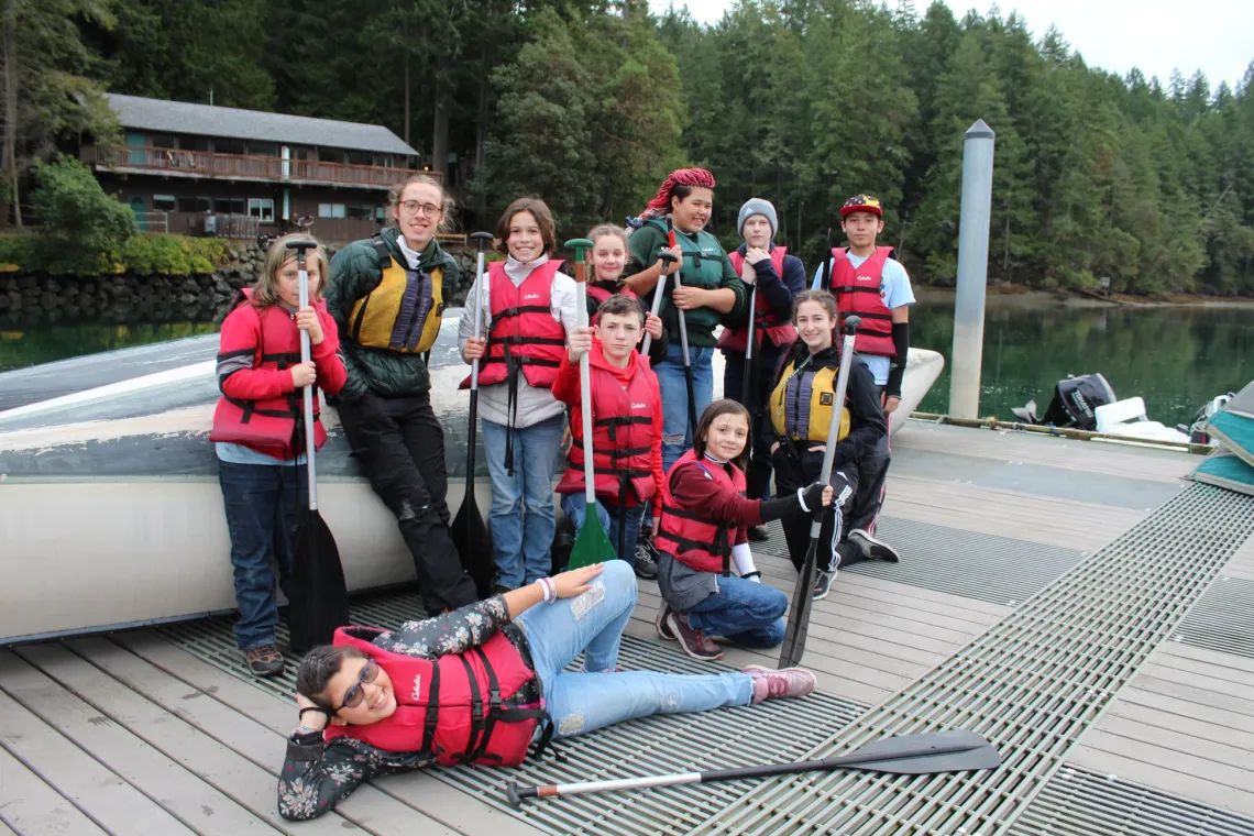 Group of campers on the dock