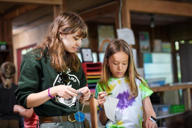 Teacher and Student Creating Nametags