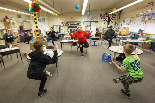Kids doing yoga at Child Care