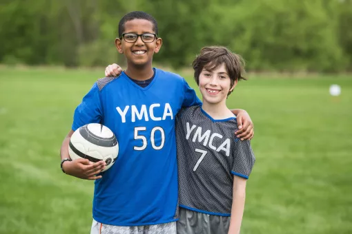 Friends Posing at YMCA Youth Soccer League