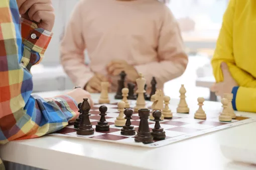Shot of a chess board mid match