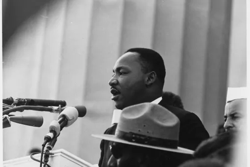 Photo of Dr. Martin Luther King Jr. giving a speech