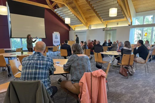 Room shot of an active Bridge of Hope session at the YMCA