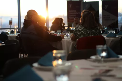 Shot of the tables at the 2023 CCI Breakfast for YCMA teen programs