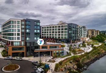 Shot of the Marina Square apartment complex that is hosting the Express YMCA location