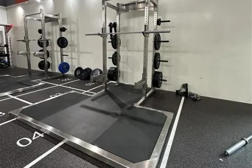 Shot of the new squat racks installed at the Tacoma Center YMCA