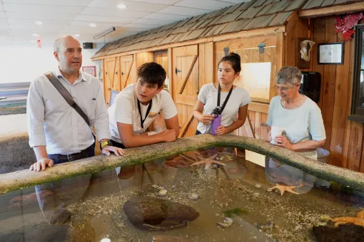 The Wuscher Family at the Camp Seymour Touch Tank