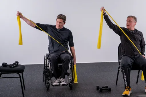 Jake leading an adaptive fitness workout