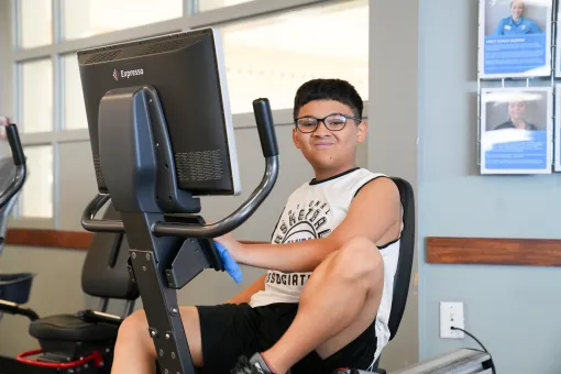 Enando on a recumbant bike