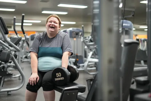 Annee Applegate works out at the YMCA after achieving health goals through the YMCA Diabetes Prevention Program.