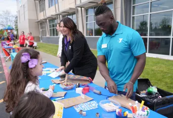 Shot of the bag decorating table during Healthy Kids Day at the Mel Korum Family YMCA