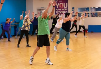 Action shot of a low impact circuit session at the YMCA