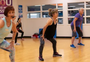 Action shot of a low impact circuit session at the Lakewood Family YMCA