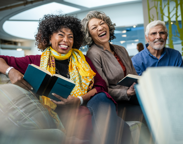 Older Adults Laughing at YMCA Book Club