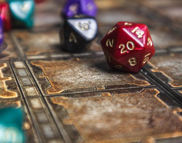 D20 dice on a game board