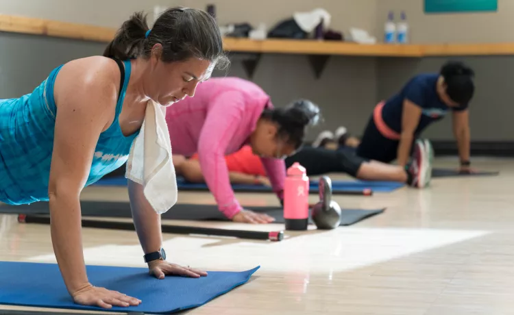 Action shot of Mel Korum Family YMCA bootcamp
