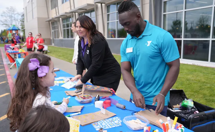 Shot of the bag decorating table during Healthy Kids Day at the Mel Korum Family YMCA