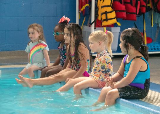 YMCA Swim Lessons Students Listening To Instructor