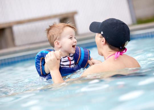 Mother and Son at YMCA Parent and Child Swim Lessons