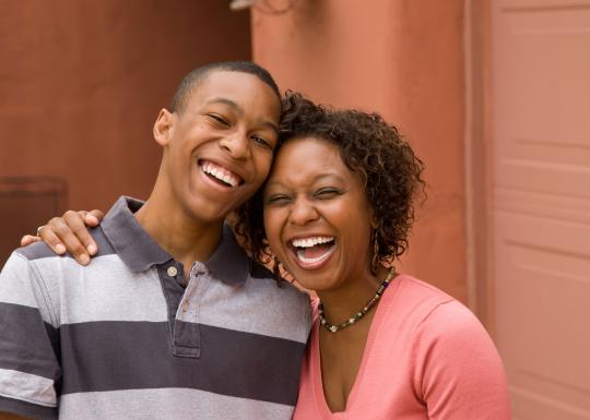 Mother and Son Laughing At YMCA Community Center