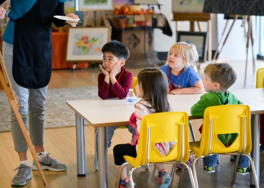 Preschool Art Class Learning with Easel