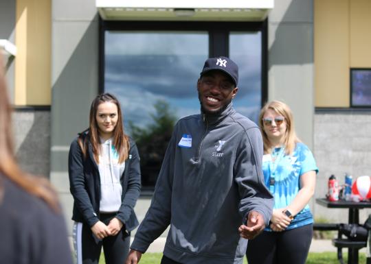 Teens smiling during camp training