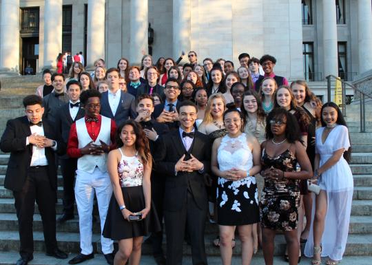 Youth and government teens on capitol steps