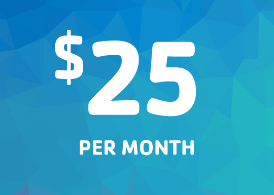 Virtual plus cost image reads "$25 per month"