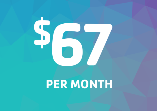 Cost graphic saying "$67 per month"