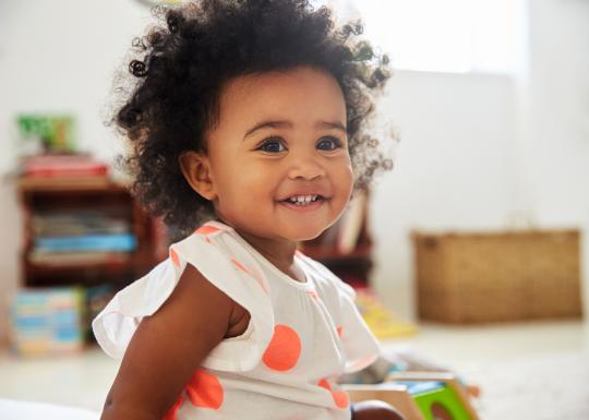 Child care toddler smiling