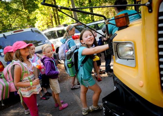 Boarding a Bus At YMCA Camp Lake Helena