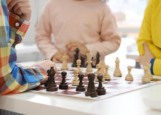 Shot of a chess board mid match