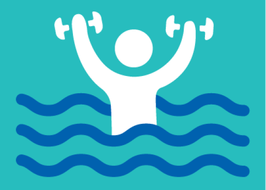 clip art of a person doing water aerobics with water dumbells