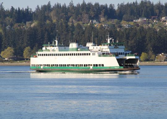 Photo of a ferry boat leaving Kitsap County