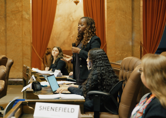 YMCA Youth and Government delegate states their case during the conference held at the Washington State capitol