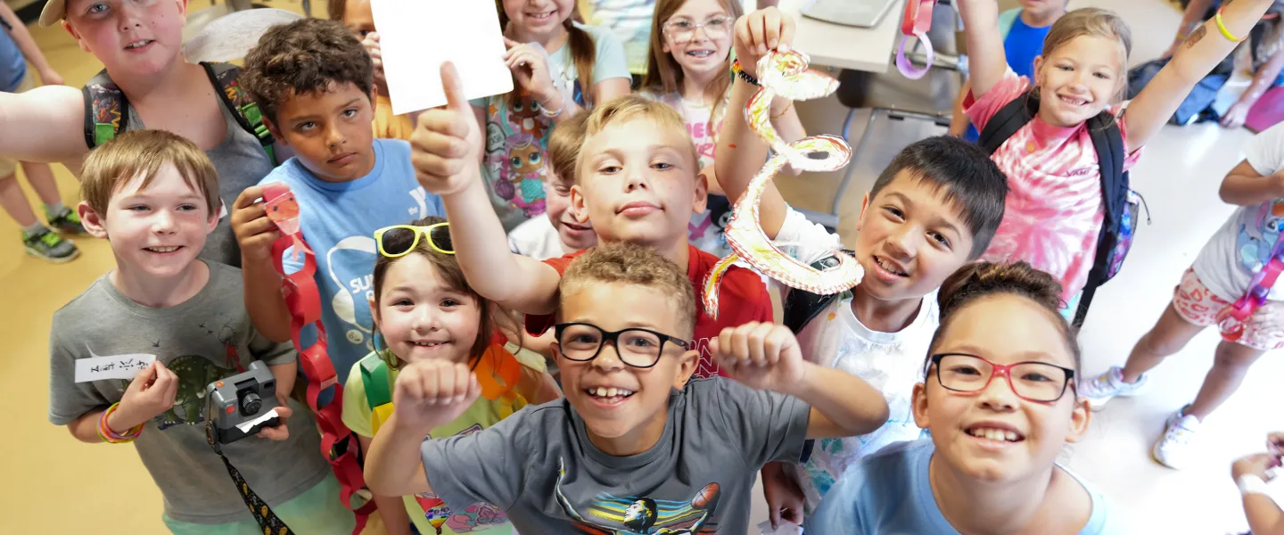 YMCA Summer Day Camp Group Posing with Art Projects