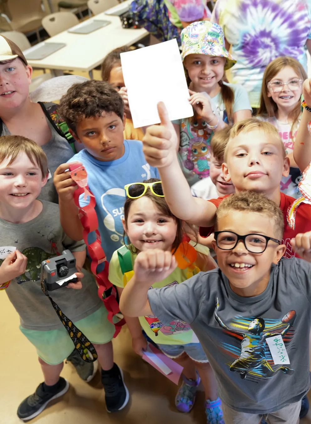 YMCA Summer Day Camp Group Posing with Art Projects