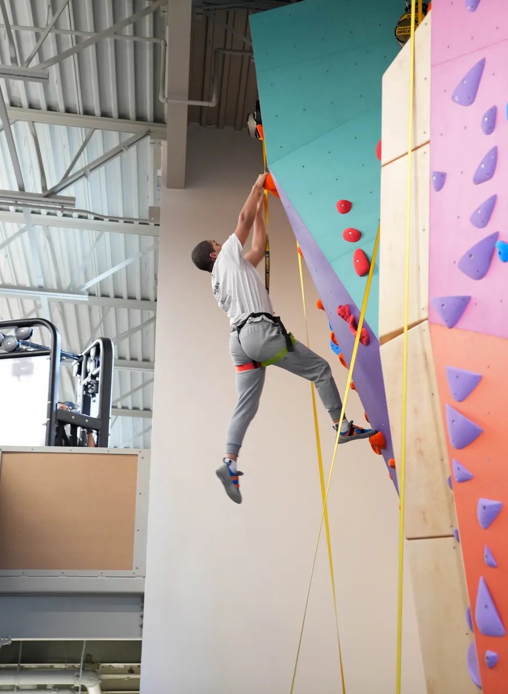 Climbing Up Pearl Street Rock Wall