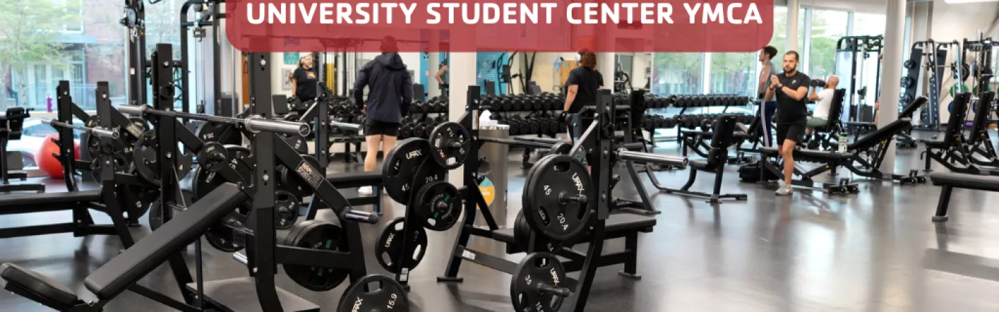 Shot of the workout area at the University YMCA Student Center