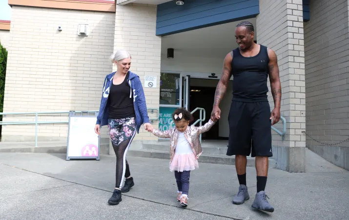 YMCA Military Family Walking From YMCA Community Center