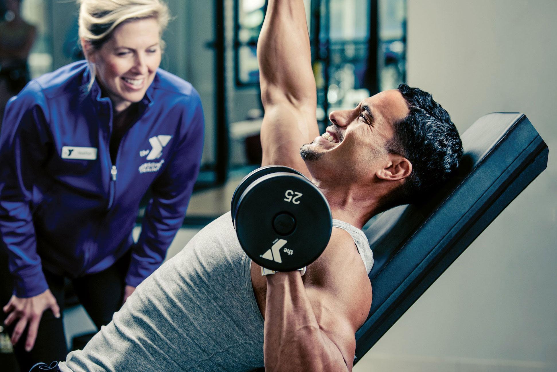 Personal Training With Dumbbell Press At The YMCA