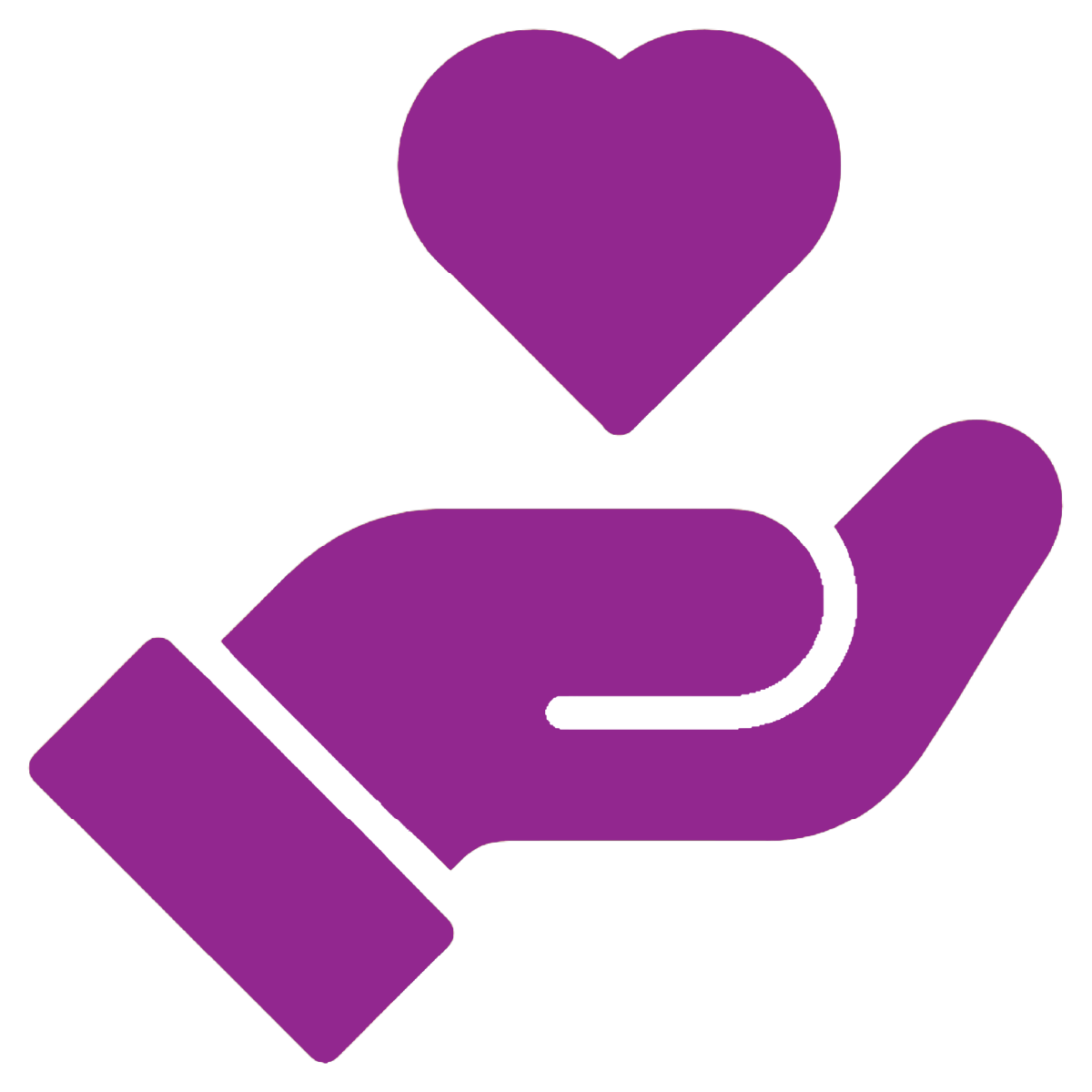 purple hand with heart icon