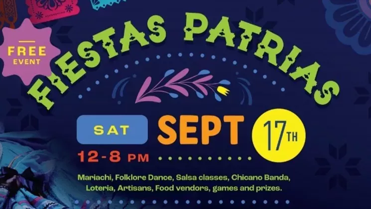 An infographic depicting details of the September 17 Fiestas Patrias in Ruston, WA