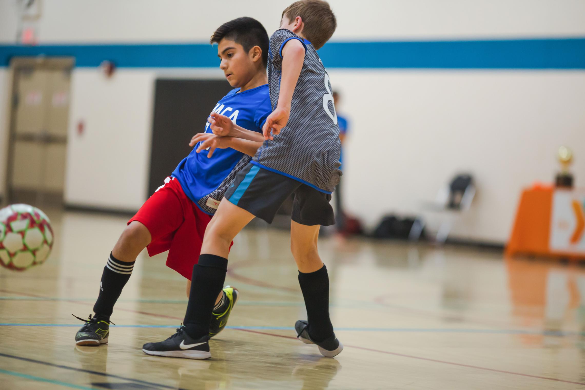 Passing at YMCA Youth Soccer League