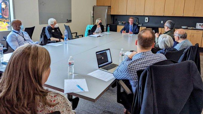 Rep. Derek Kilmer (D -  WA 6th) at the Y University Student Center (UWT) April, 2022, promoting federal support for critically important civic bridge building efforts. 