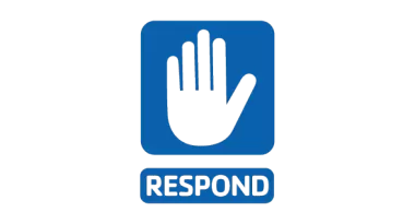 Graphic of the palm of a hand with open fingers reading "RESPOND"