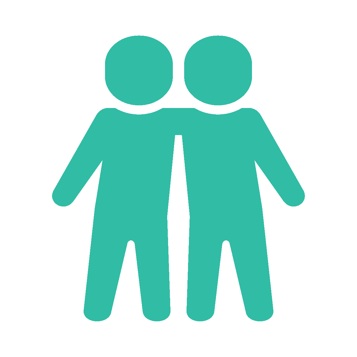 Graphic of two figures with arms around each other